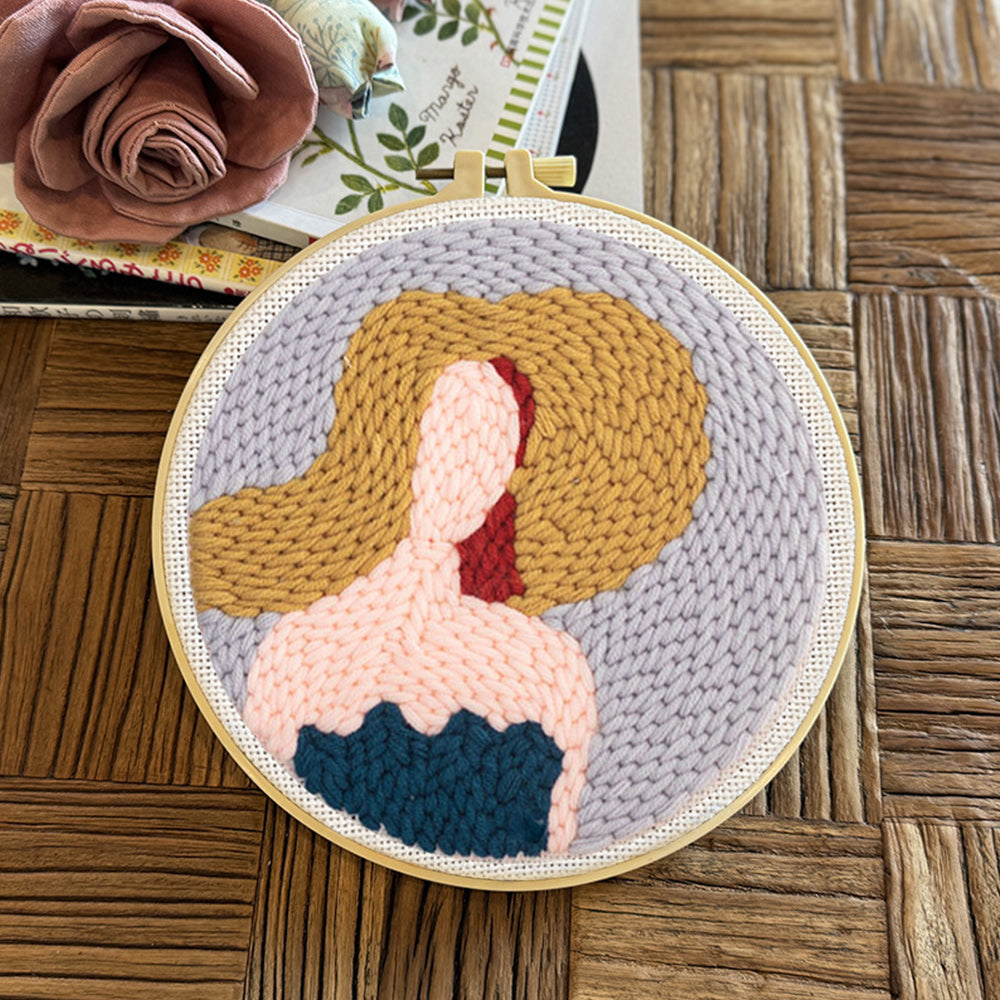Woman in a Hat Punch Needle Embroidery Kits