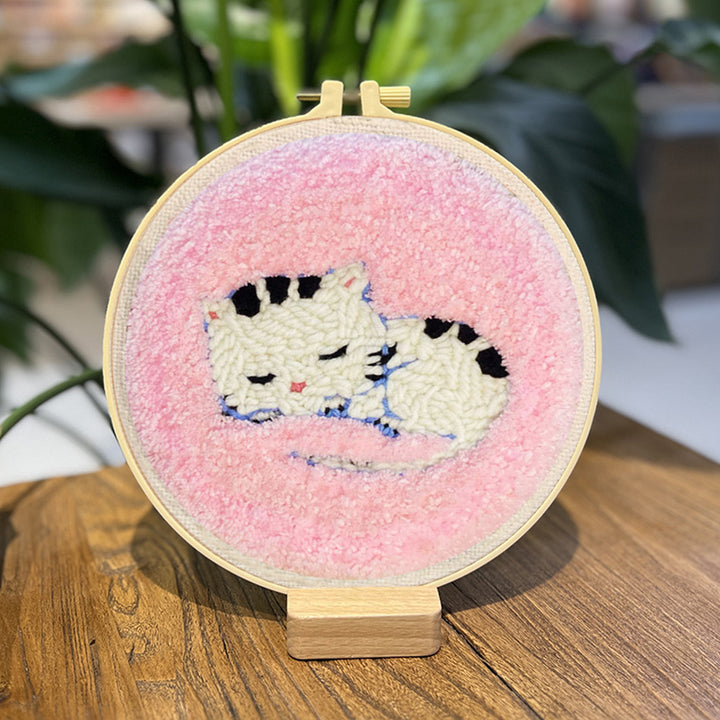 Sleeping Kitten Punch Needle Embroidery Kits