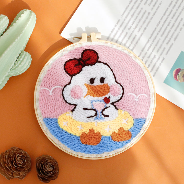 Goose on Vacation Punch Needle Embroidery Kits