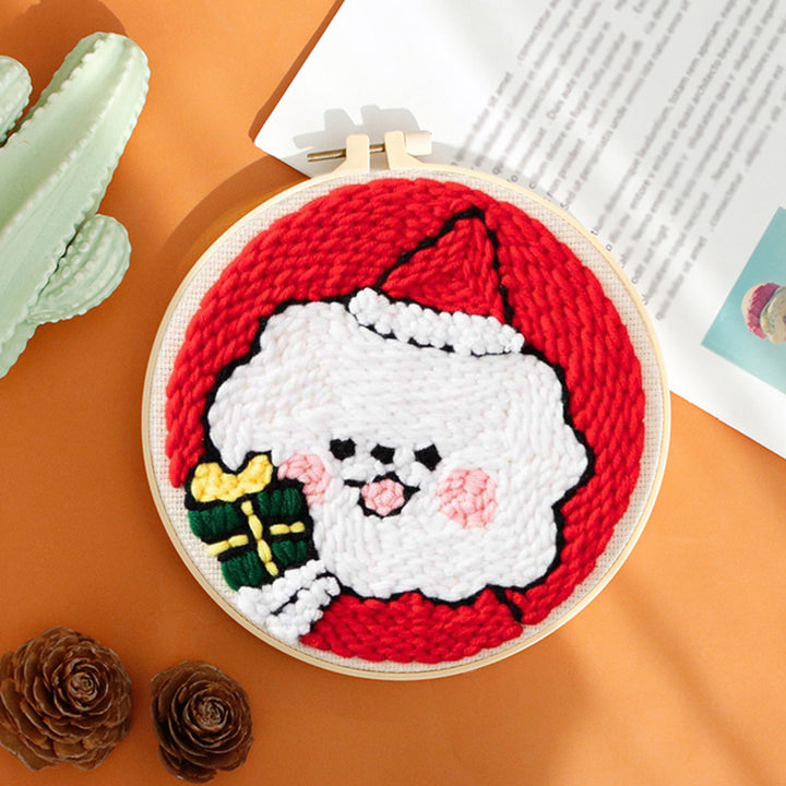 Christmas Puppy Punch Needle Embroidery Kits