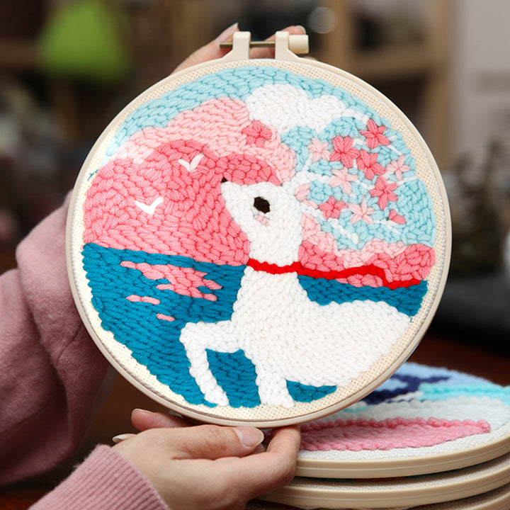 Flowers and Deer Punch Needle Embroidery Kits