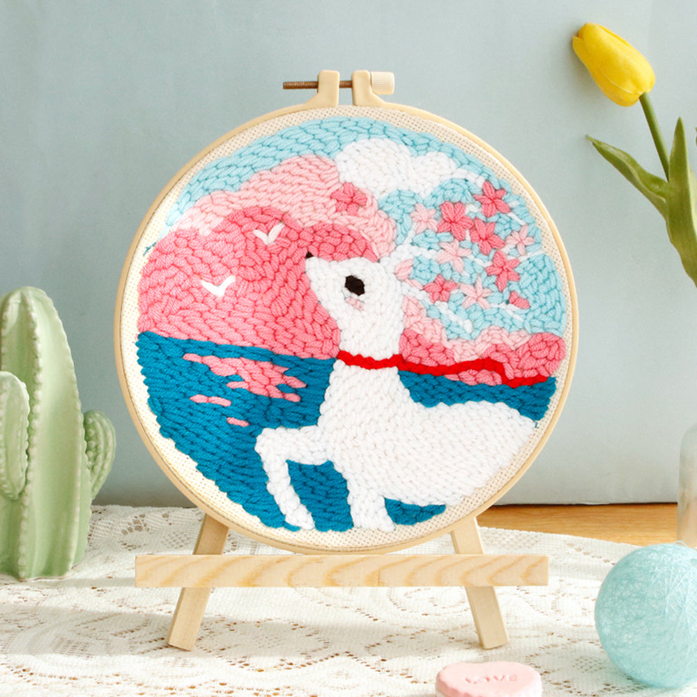 Flowers and Deer Punch Needle Embroidery Kits