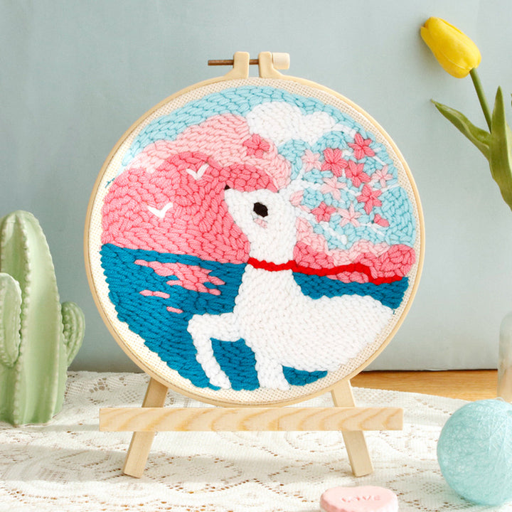 Flowers and Deer Punch Needle Embroidery Kits