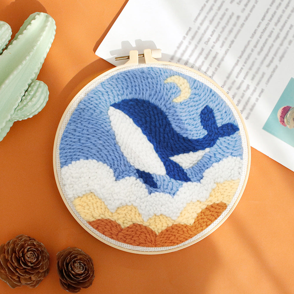Whale Leap Cloud Punch Needle Embroidery Kits