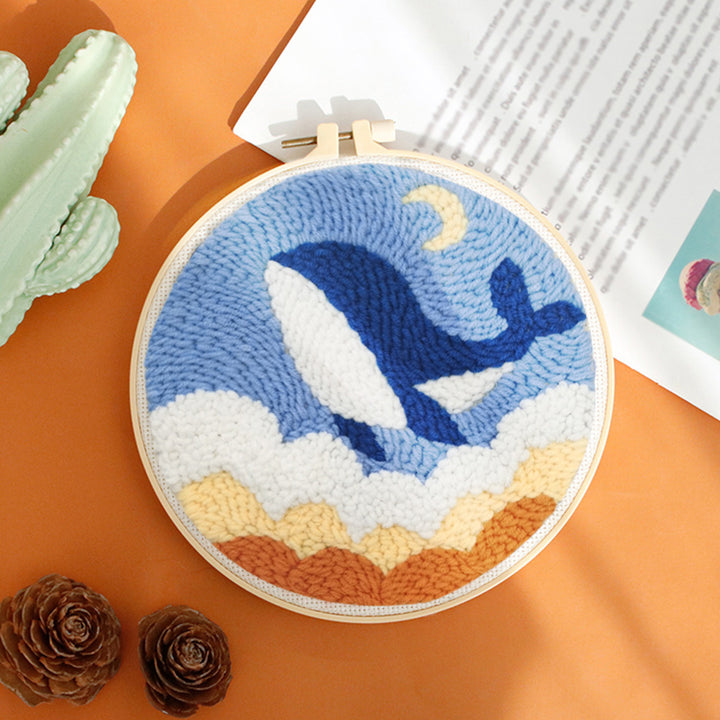Whale Leap Cloud Punch Needle Embroidery Kits