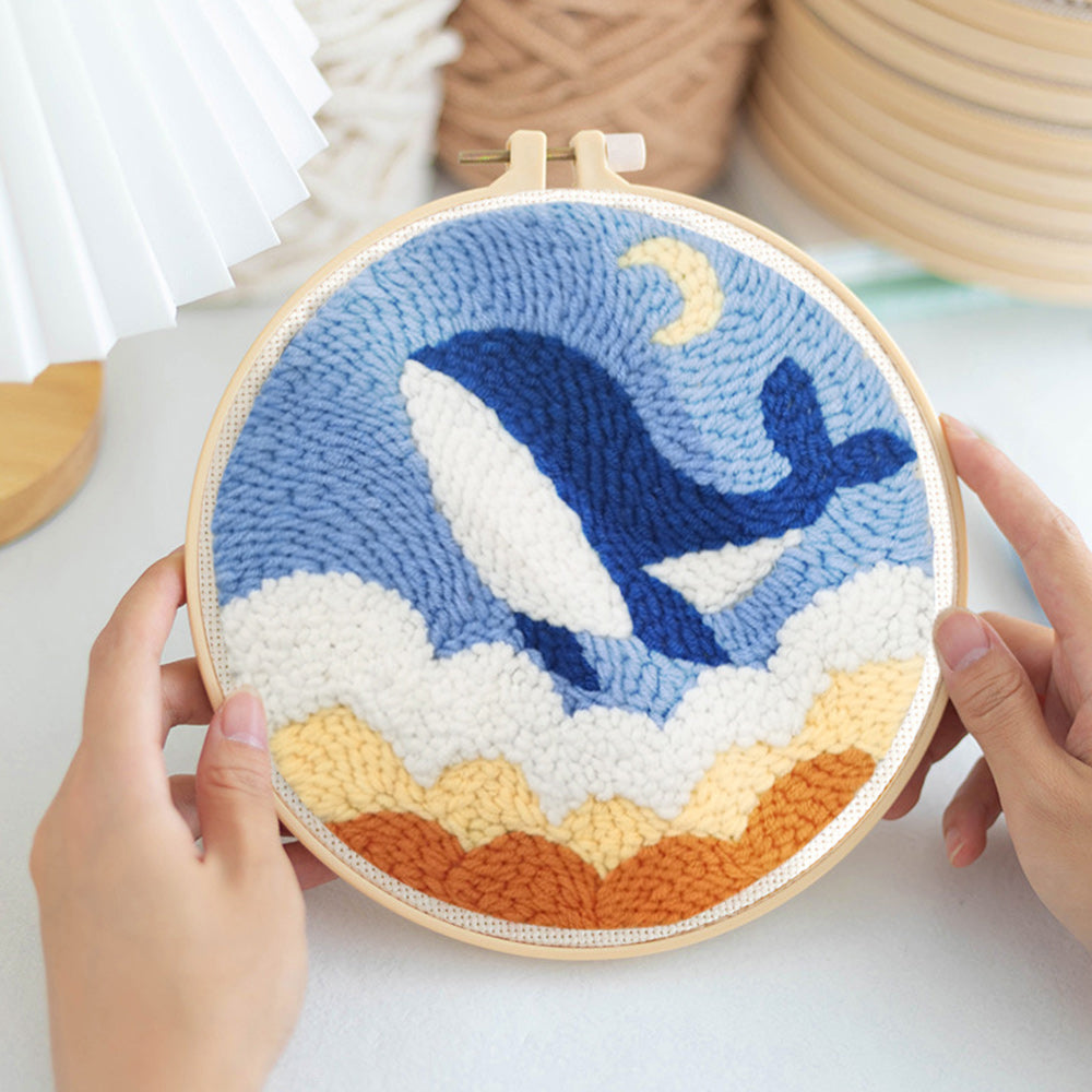 Whale Leap Cloud Punch Needle Embroidery Kits