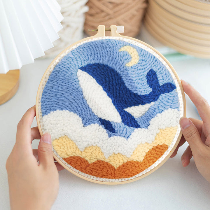 Whale Leap Cloud Punch Needle Embroidery Kits
