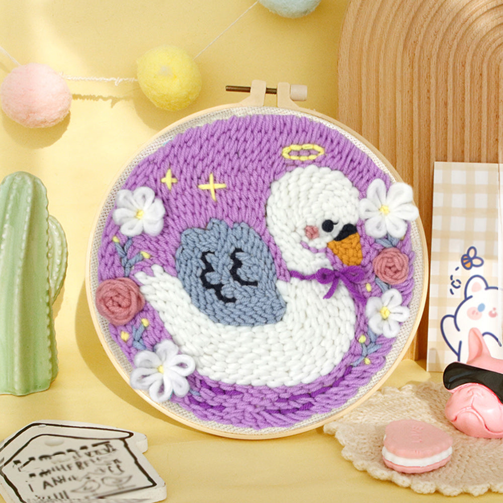 Swan Angel Punch Needle Embroidery Kits