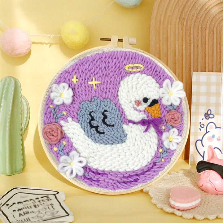 Swan Angel Punch Needle Embroidery Kits