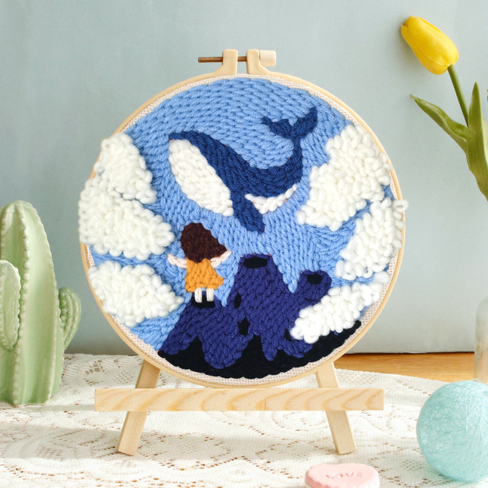 Whales on The Clouds Punch Needle Embroidery Kits