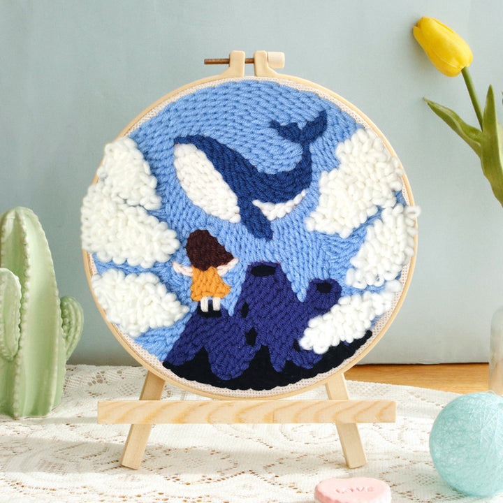 Whales on The Clouds Punch Needle Embroidery Kits