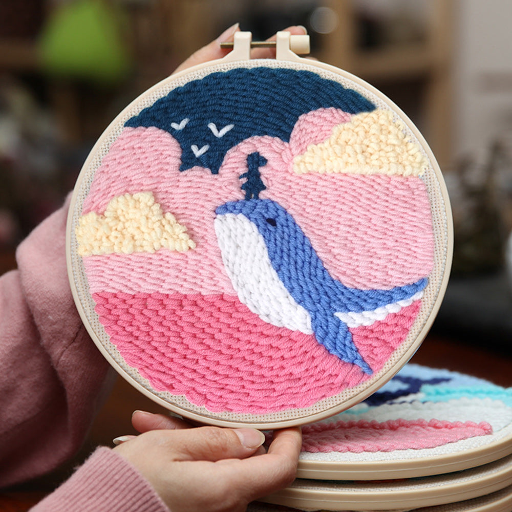 Pink Sea of Clouds Punch Needle Embroidery Kits