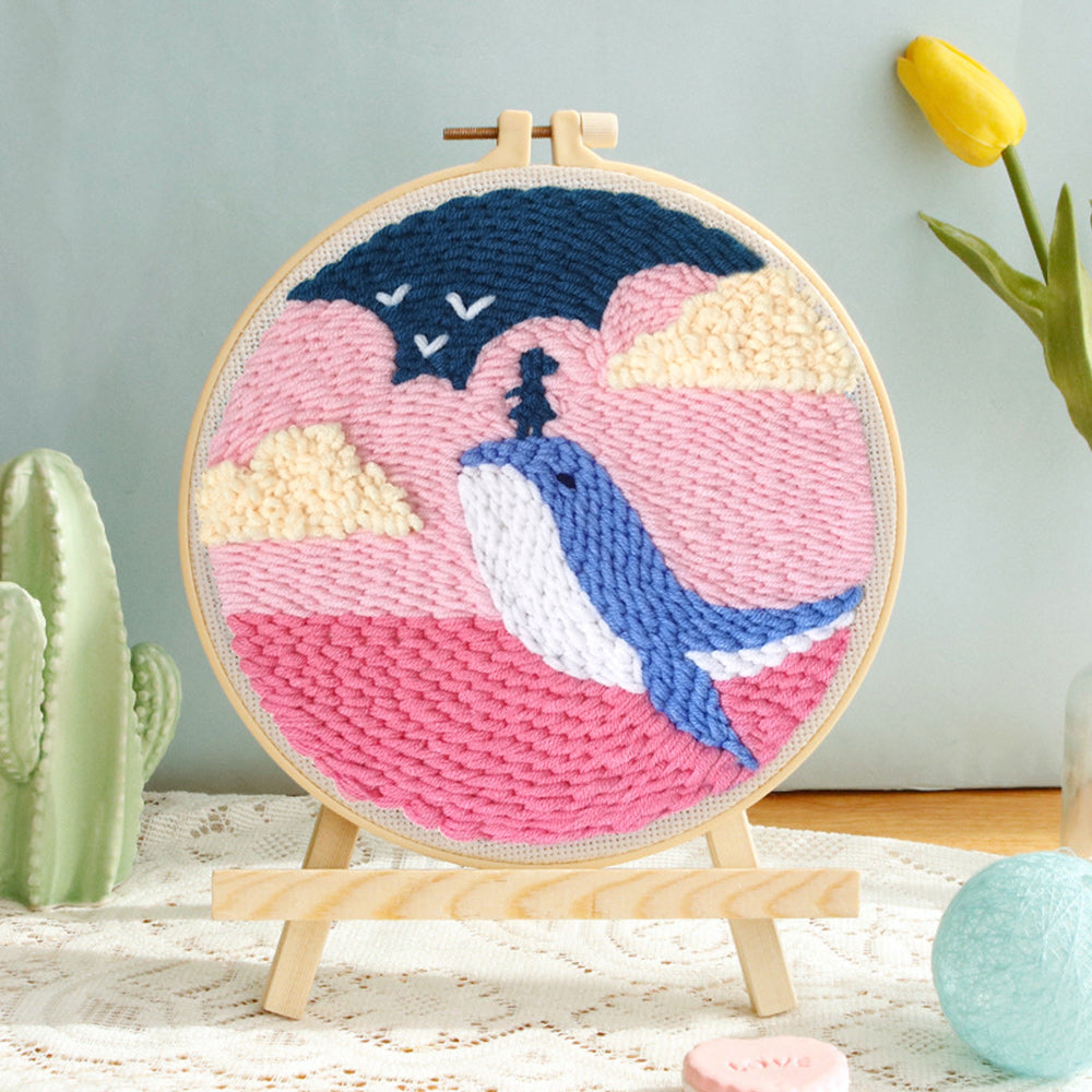 Pink Sea of Clouds Punch Needle Embroidery Kits