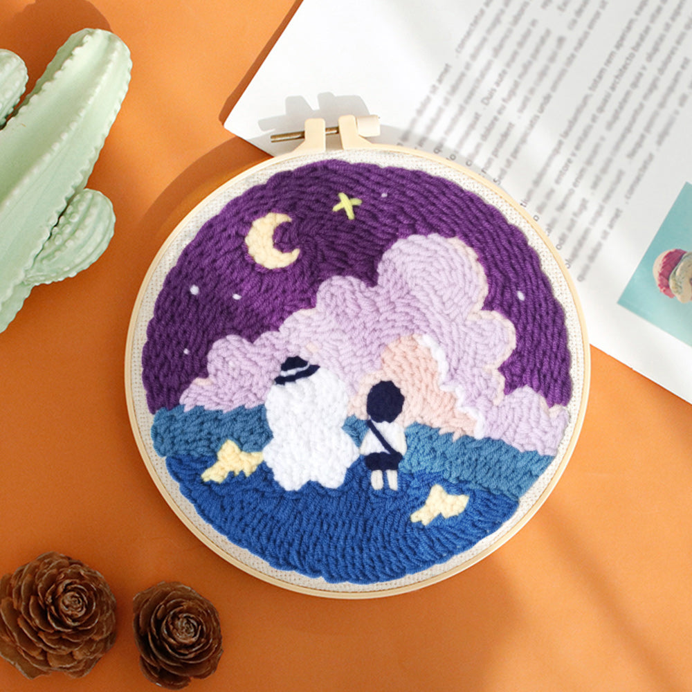 Purple Clouds Punch Needle Embroidery Kits