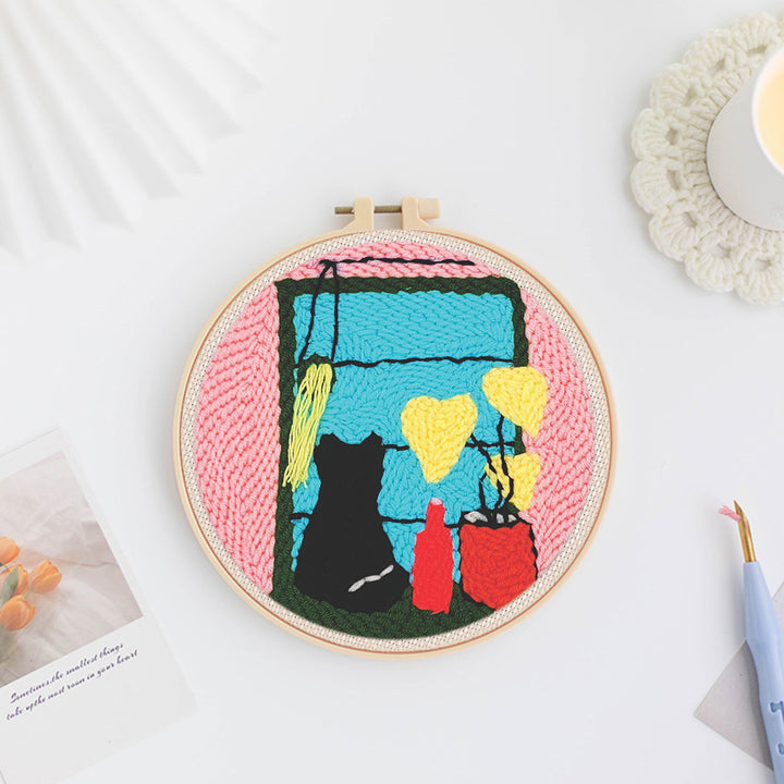 Cat by the Window Punch Needle Embroidery Kits