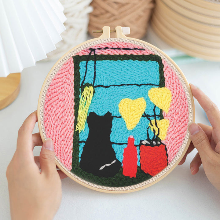 Cat by the Window Punch Needle Embroidery Kits