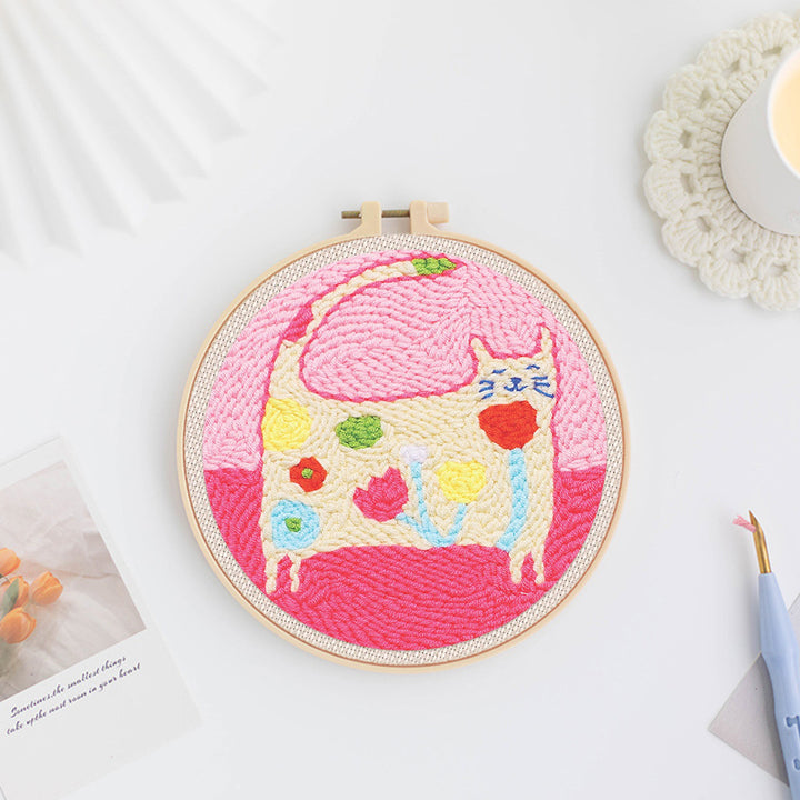 Flower Cat Punch Needle Embroidery Kits