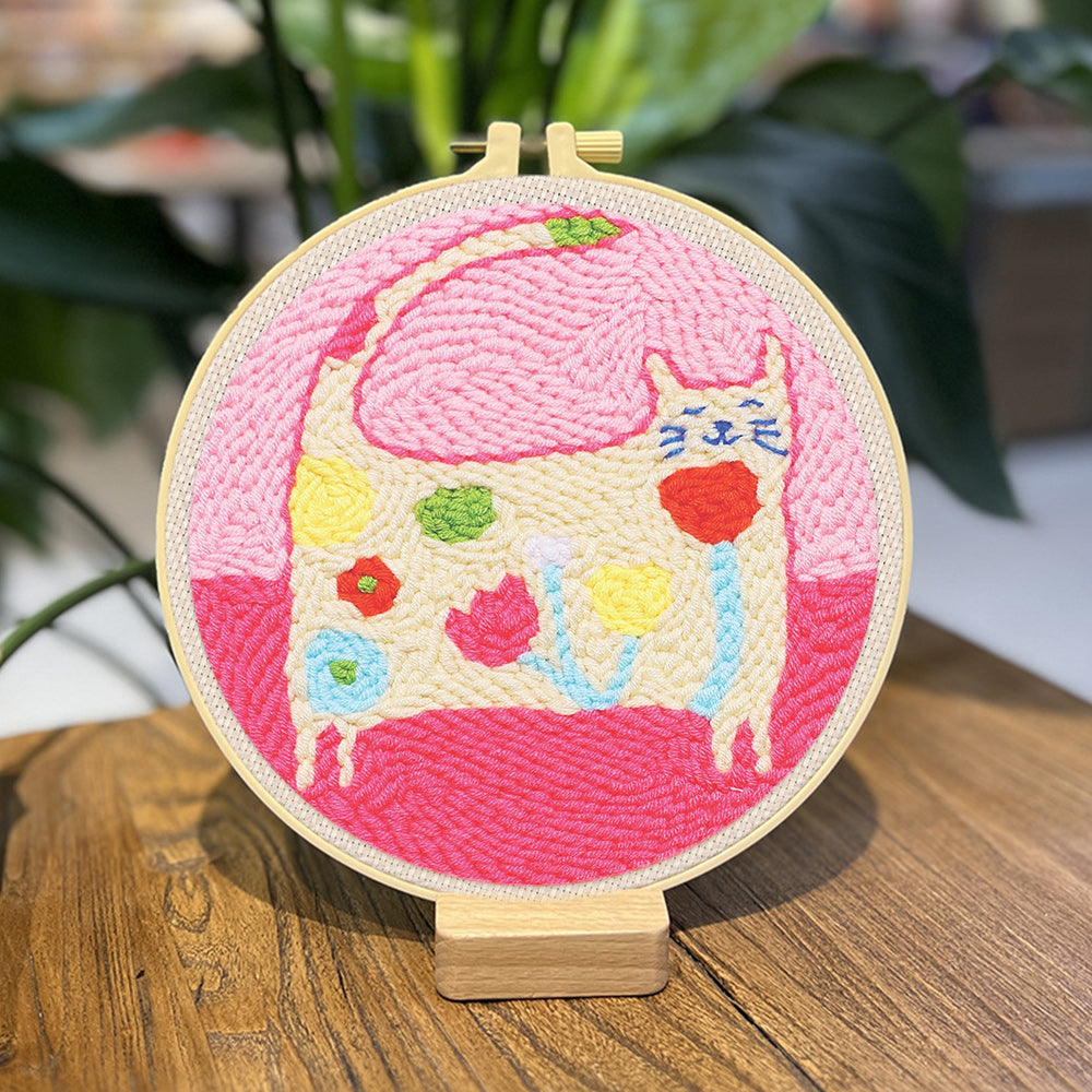 Flower Cat Punch Needle Embroidery Kits