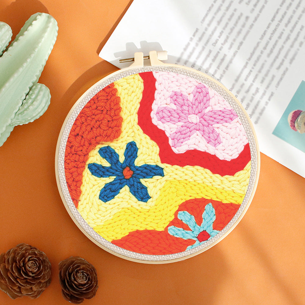 Flowers and Lines Punch Needle Embroidery Kits