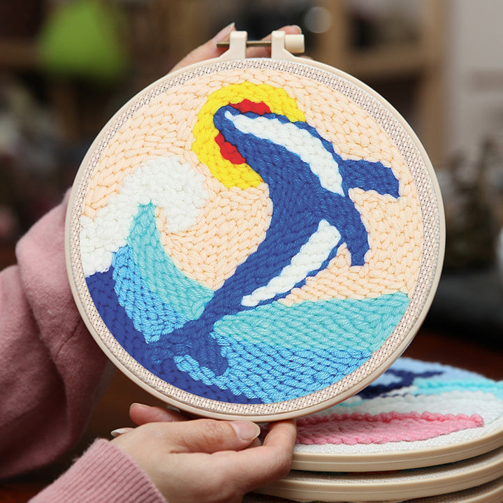 Leaping Whale Punch Needle Embroidery Kits