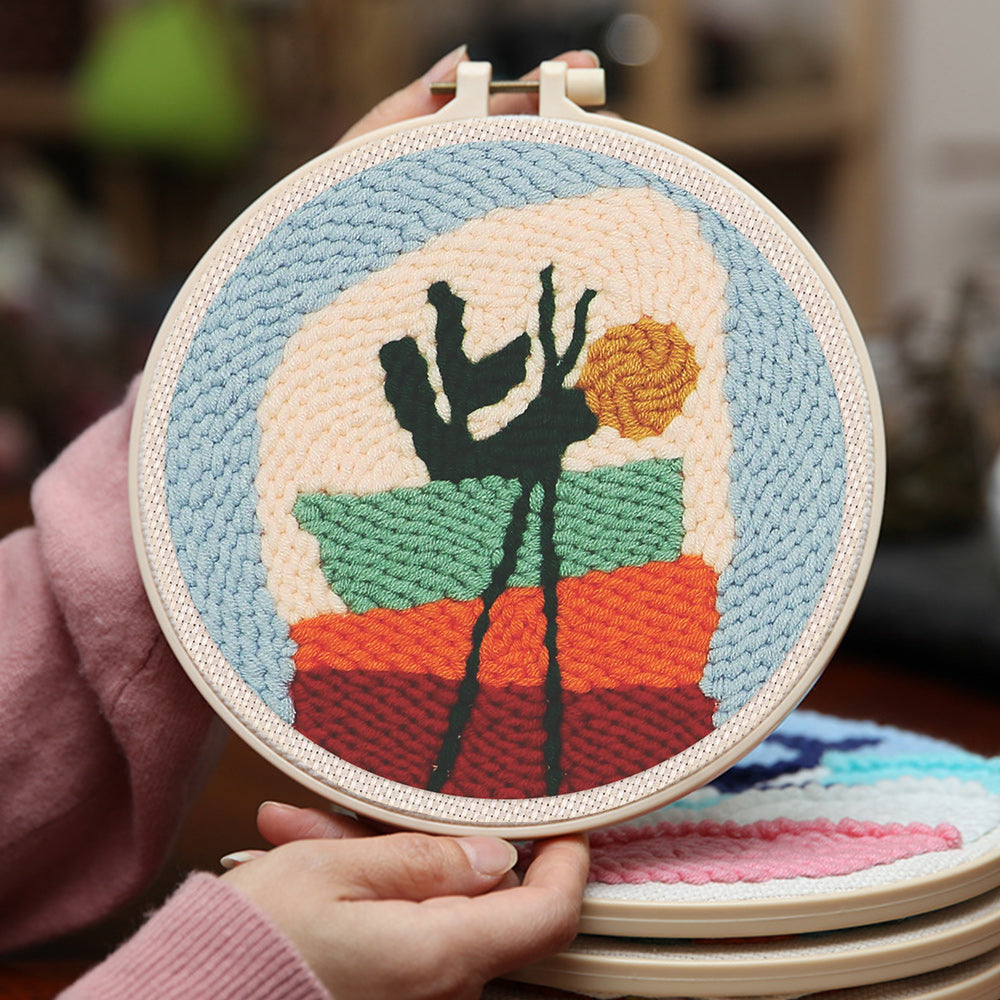 Stacking Flower Pots Punch Needle Embroidery Kits