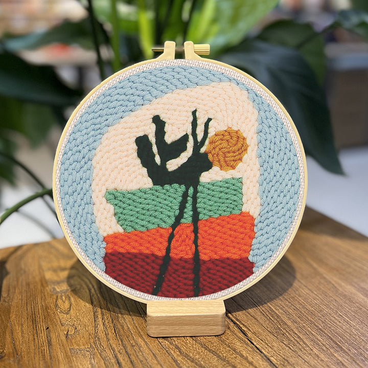 Stacking Flower Pots Punch Needle Embroidery Kits
