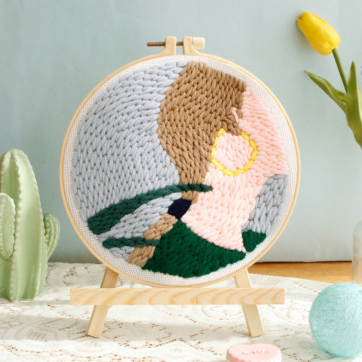 Profile Girl Punch Needle Embroidery Kits