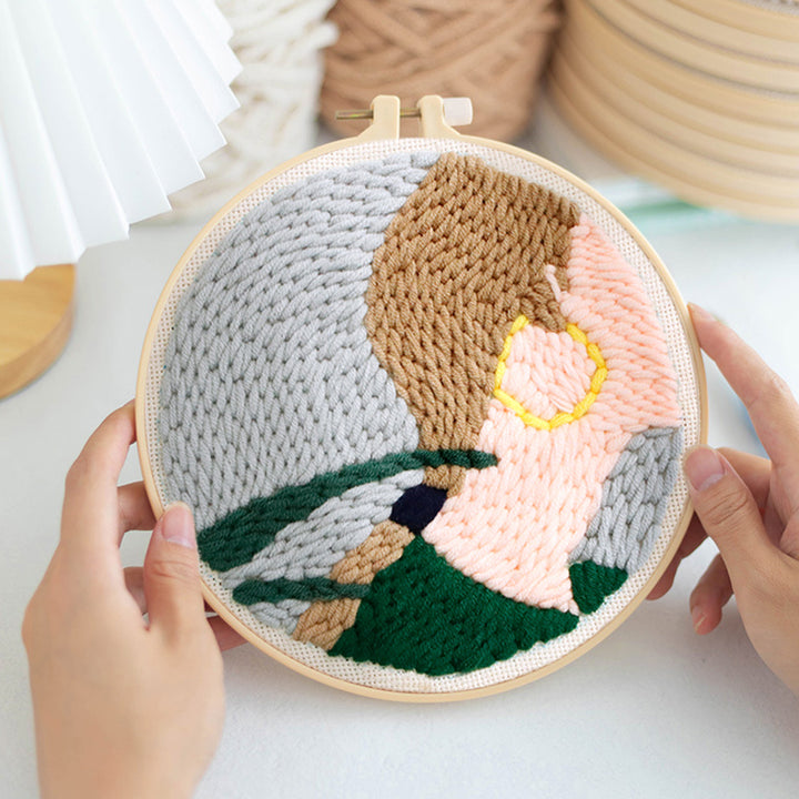 Profile Girl Punch Needle Embroidery Kits