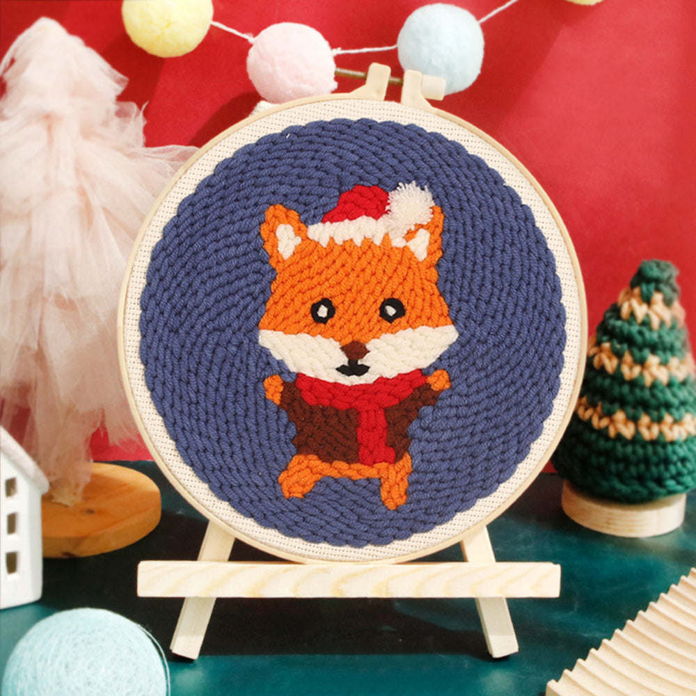 Christmas Fox Punch Needle Embroidery Kits