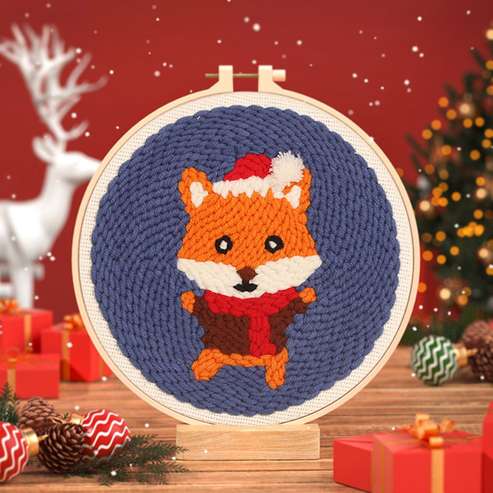 Christmas Fox Punch Needle Embroidery Kits