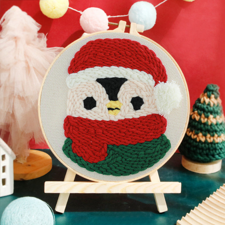 Christmas Penguin Punch Needle Embroidery Kits