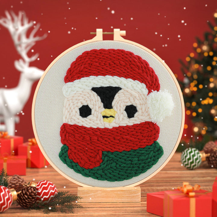 Christmas Penguin Punch Needle Embroidery Kits