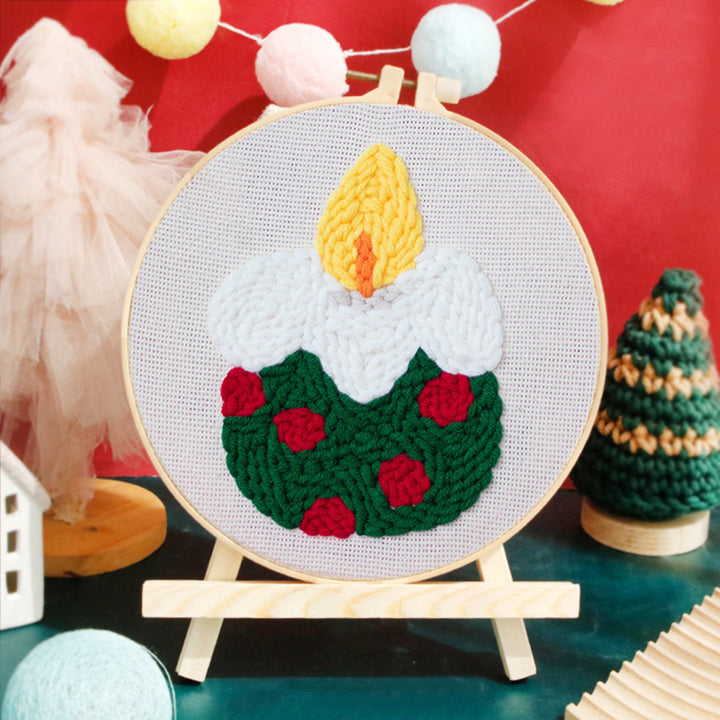 Christmas Candles Punch Needle Embroidery Kits