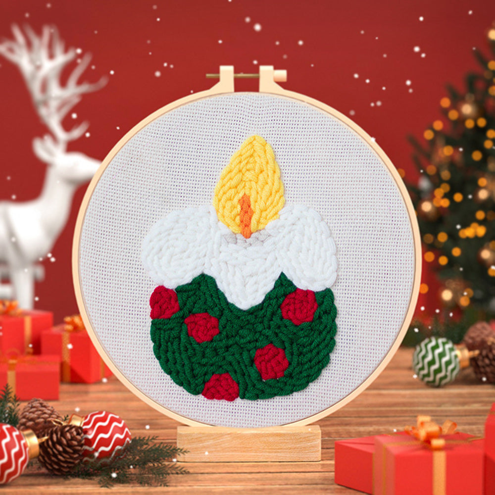 Christmas Candles Punch Needle Embroidery Kits