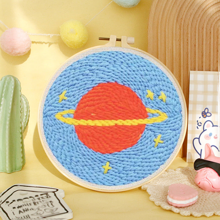 Orange Planet Punch Needle Embroidery Kits