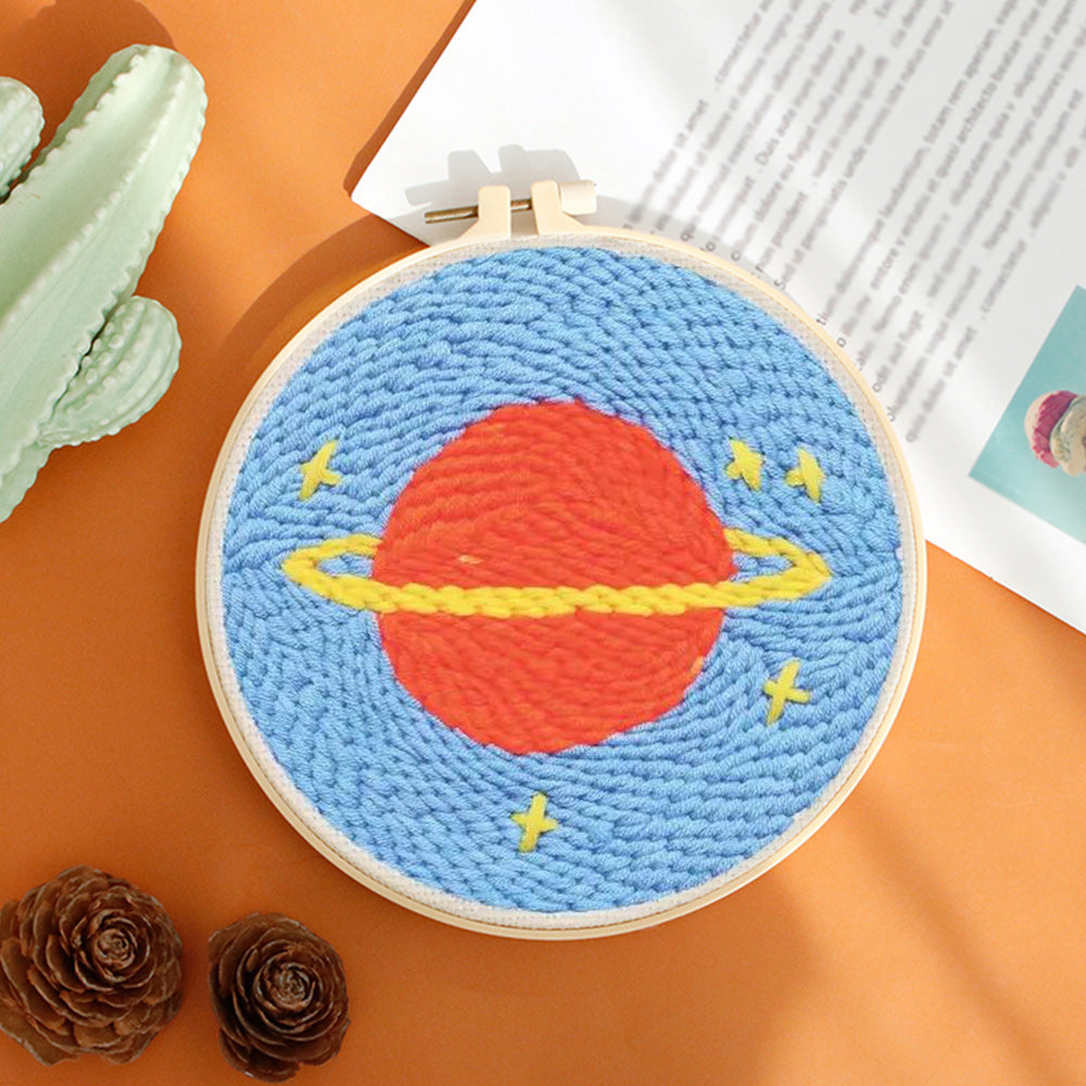 Orange Planet Punch Needle Embroidery Kits