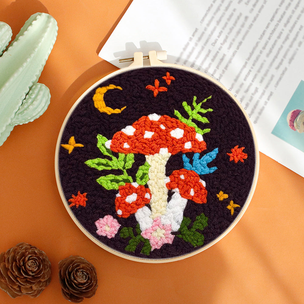 Red Mushroom Punch Needle Embroidery Kits