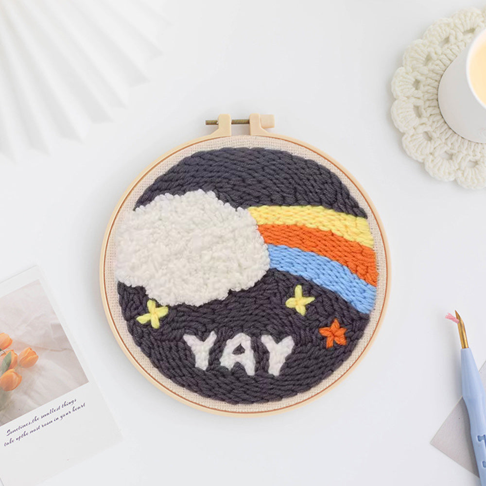 Rainbow and Cloud Punch Needle Embroidery Kits