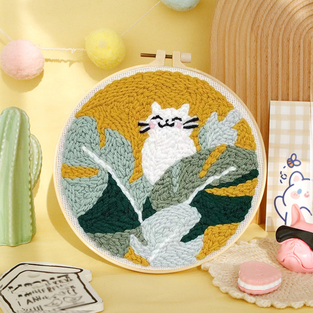 Plants and Cats Punch Needle Embroidery Kits