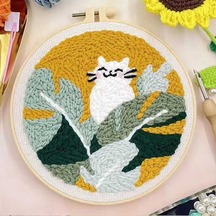 Plants and Cats Punch Needle Embroidery Kits