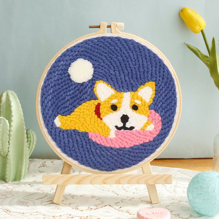 Lying Corgi Punch Needle Embroidery Kits