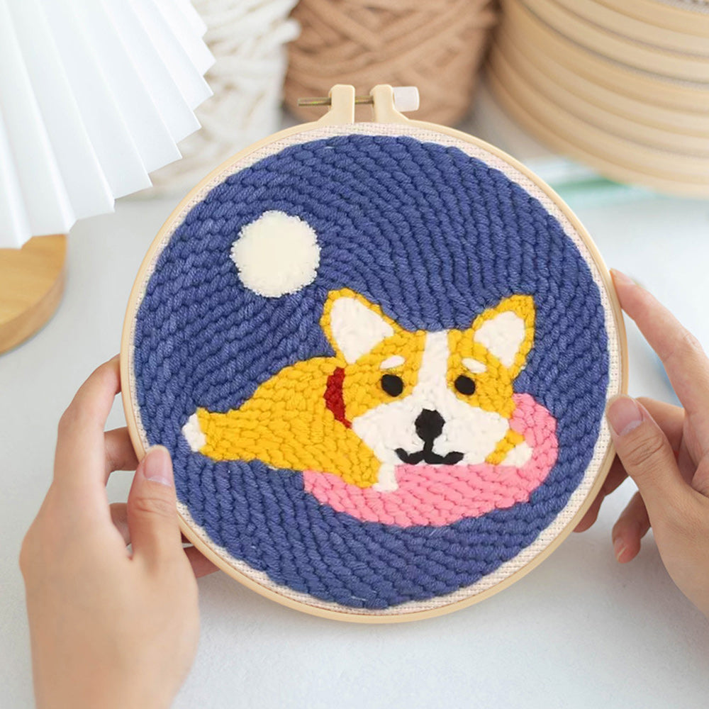 Lying Corgi Punch Needle Embroidery Kits