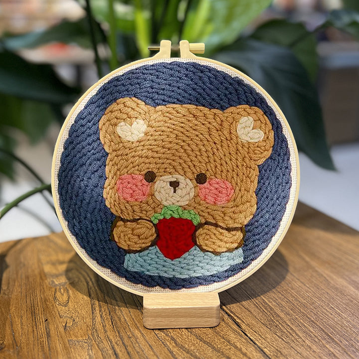 Strawberry Bear Punch Needle Embroidery Kits