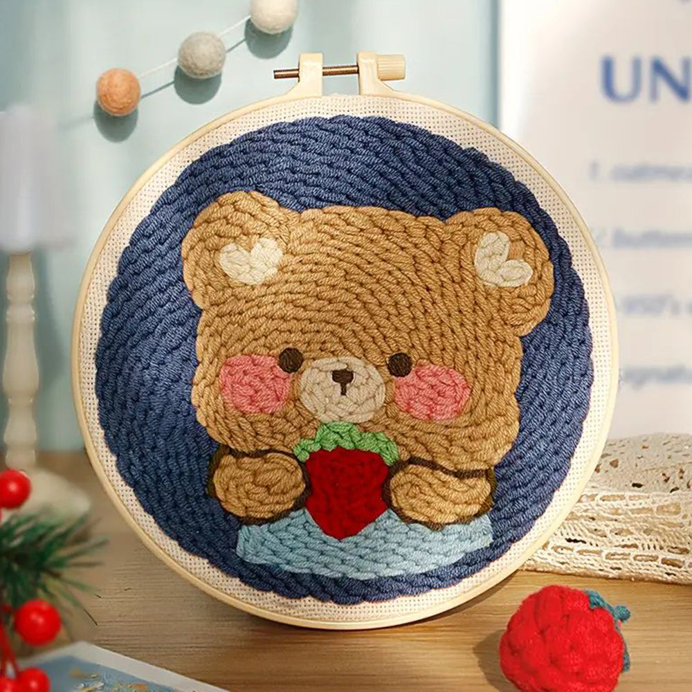 Strawberry Bear Punch Needle Embroidery Kits