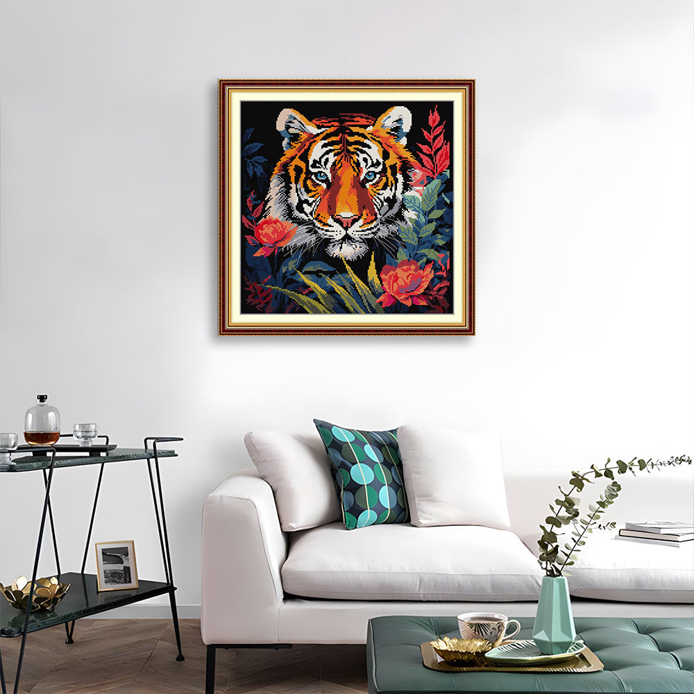 Tiger and Flower Cross Stitch Kits