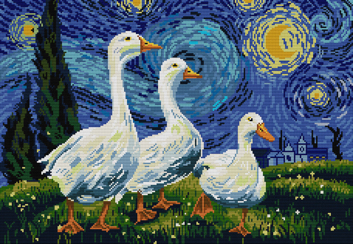 Goose Looking Up at The Stars Cross Stitch Kits