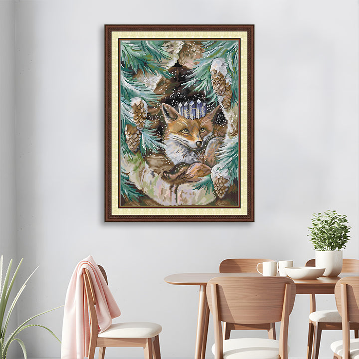 Fox in A Tree Hole Cross Stitch Kits