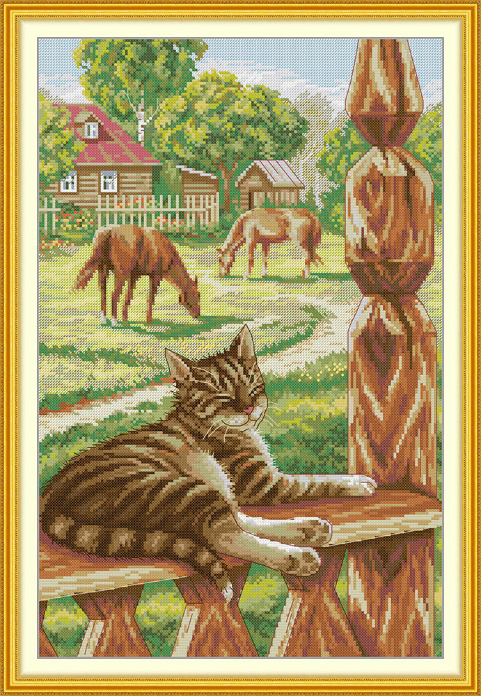 Cat on the farm Cross Stitch Kits