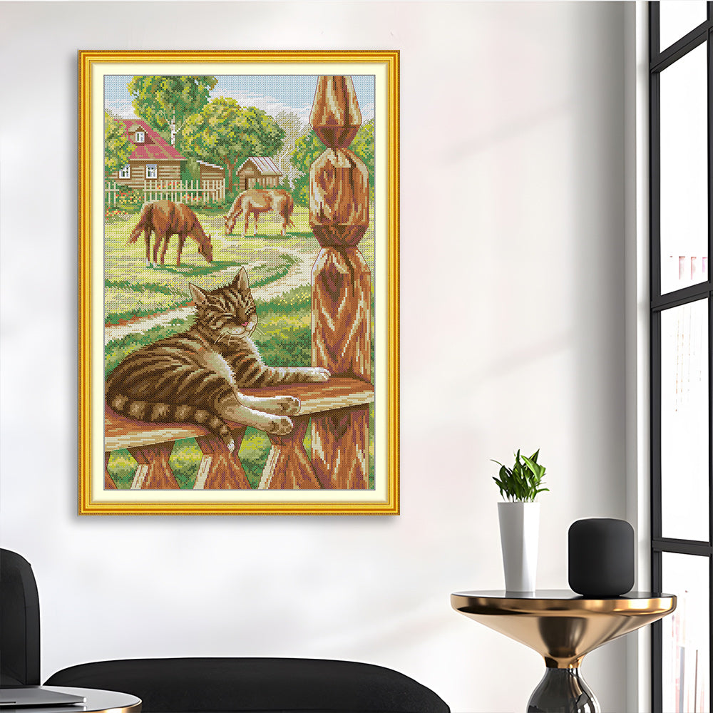 Cat on the farm Cross Stitch Kits