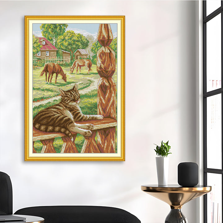 Cat on the farm Cross Stitch Kits